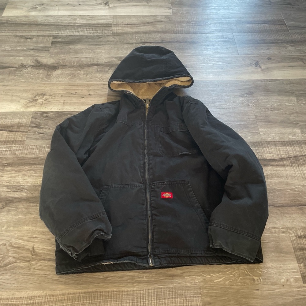 Black dickies Hooded Work Jacket with Sherpa Lining
